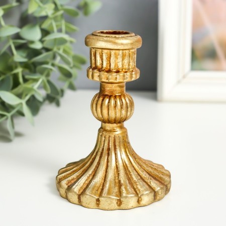 Polystone candlestick for 1 candle "Diana" gold 10.3x7.8x7.8 cm-1