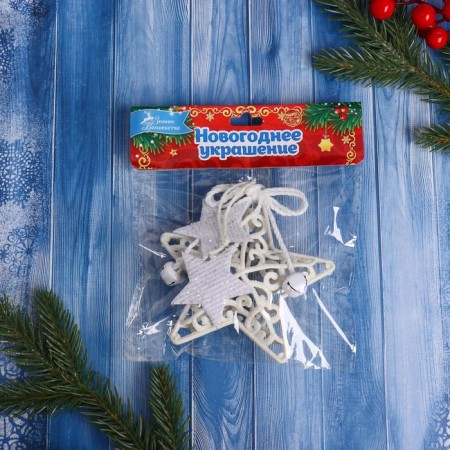 Christmas tree decoration "Star in lace" 10x10 cm, white-1