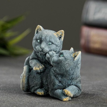 Figure "Cat Friendship" gray-blue 6x8x5cm-1