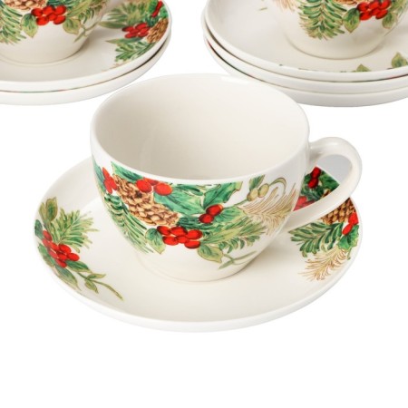 Service Porcelain Tea Daulay "Christmas", 12 items: 6 cups 280 ml, 6 saucers, d = 15 cm-2