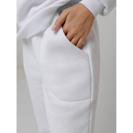 Women's pants with a company, size 48, white color-1