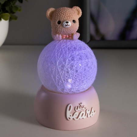 Nightlight "Bear" LED from batteries pink 6x6x10 cm Risalux-1