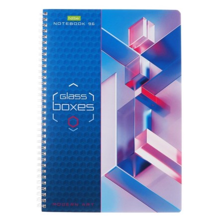 A4 notebook, 96 sheets in a cage on the crest GlassBoxes, cover Cover Cardboard, Block 55g/M2, 4v Mix-6