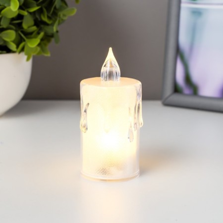 Nightlight "Frosty candle" LED from 3XAG13 batteries is white 3.5x3.5x8 cm-1