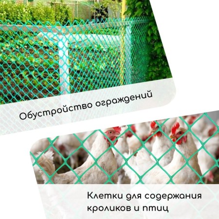 Garden grid, 1 × 5 m, rhombus cell 13 × 13 mm, for poultry houses, plastic, green, Greengo-3
