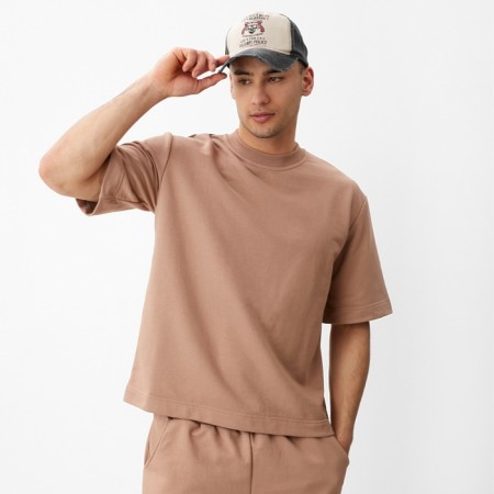 Men's T-shirt from organic cotton Minaku Regular Fit: beige color, rr 56
