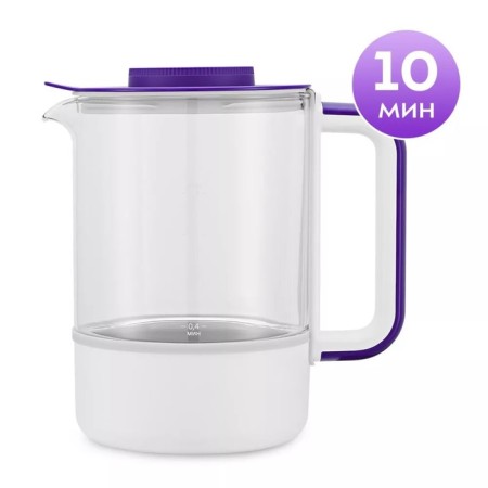 Electric ketter KitFort KT-6191, glass, 1.3 l, 800 watts, white-violet-4