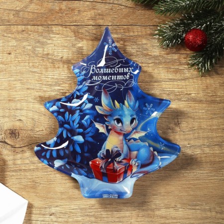 A plate in the form of a Christmas tree "Magic moments", 16.5x19.5 cm-2