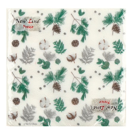 New Year's napkins "branches", two -layer, 33x33 cm, 20 pcs.-1