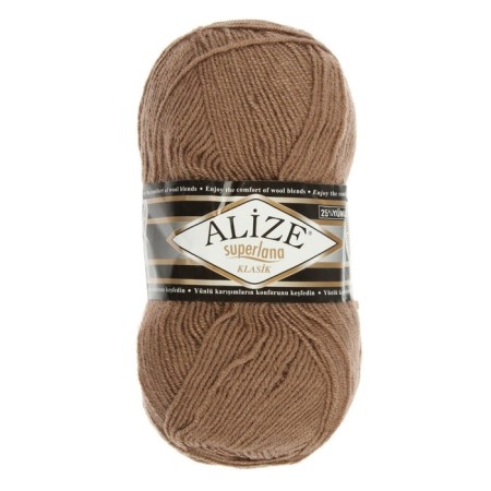 Yarn "Superlana Klasik" 25% wool, 75% acrylic 280m/100g (584 coffee with milk)-1