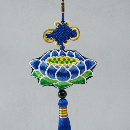 Suspension Textile "Lotus" blue 2x10x29 cm-2