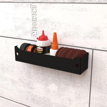 Metal shelf 275x67 mm for storage on a perforated panel, black