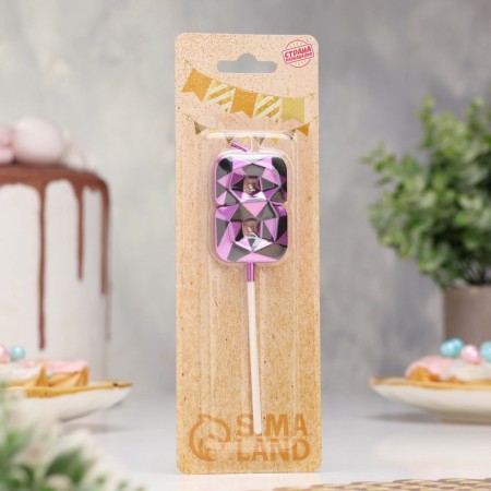 Candle for Cake "Almaz", number "8", purple metallic-1