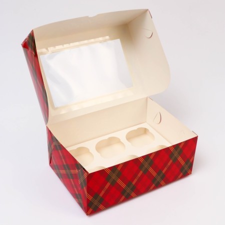 New Year. Box for 6 cupcakes with the Window "New Year with cones", 25 x 17 x 10 cm, packaging-3
