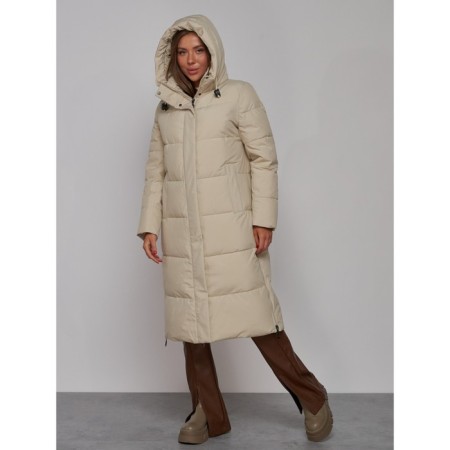 Coat insulated winter female, size 44, beige color-5