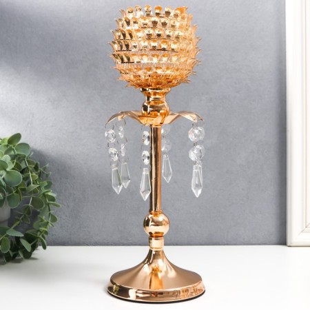 Summary Metal for 1 candle "Scales flower" gold 32x11x11 cm-1