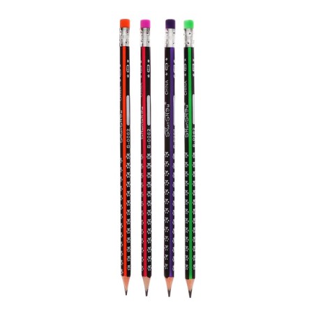 Chernographic pencil with an eraser, the NV body is triangular sharpened, in a tube, mix-3