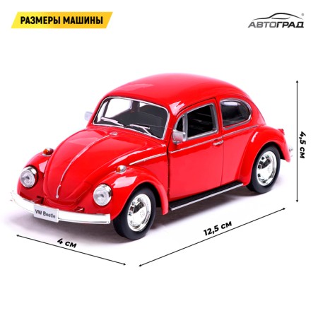 Metal Metal Volkswagen Beetle 1967, 1:32, doors, inertia, red color open-1