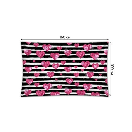 Decorative panel with photo printing "hearts and strips", horizontal, size 100x150 cm-1