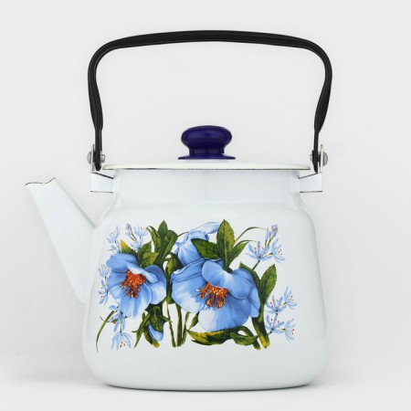 Kettle with the “Blue Flowers” ​​button, 3.5 l, induction, white color