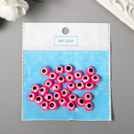 Beads for creativity plastic "Eye from the evil eye - pink" set of 30 pcs 0.7x1x1 cm-2