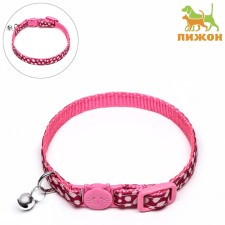 Fly collar with buckle in the shape of a cat, width 1 cm, pink
