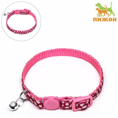 Fly collar with buckle in the shape of a cat, width 1 cm, pink