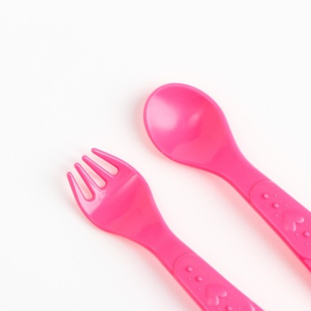 A set of children's dishes "I love delicious", a plate on a suction cup 250ml, fork, spoon-5
