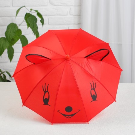 Mechanical children's umbrella "animals", r = 25cm, with ears, color mix-3