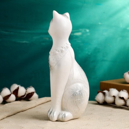 Figure "Cat Pharaoh" White in silver, 28cm-2