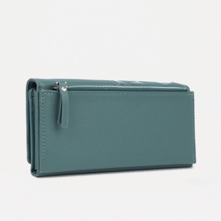 Women's wallet on magnets, green color-1
