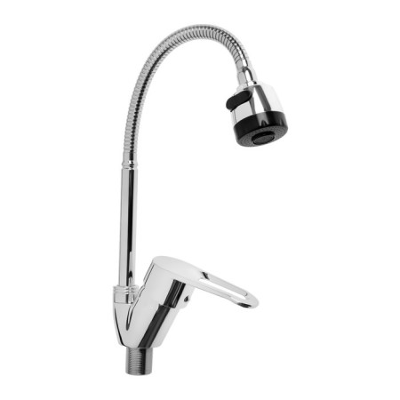 Mixer for the kitchen "Soyuzkran" 567-079, single-leaf, flexible surge, 2 modes, zinc, chrome
