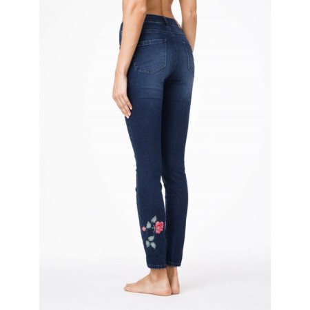 Women's jeans with embroidery CONTE Elegant, size XS, dark blue color-1
