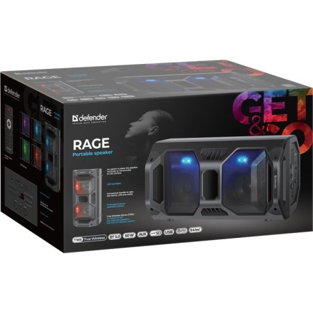 Acoustic system Defender Rage 50 W, Light/BT/FM/USB/LED/TWS-5