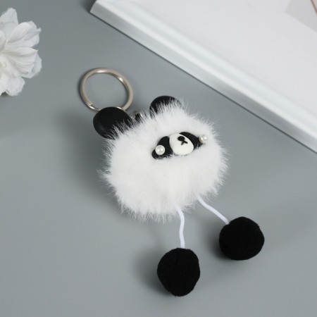 Fluffy on the ring "Panda Modnik" white 9x6x6 cm-2