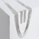 Set 2 objects: earrings, necklace "ice" pigtail, 80cm, white color in silver, 80cm