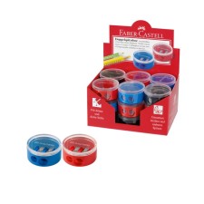 Faber-Castell sharpener with container 2 holes, mix*3 colors