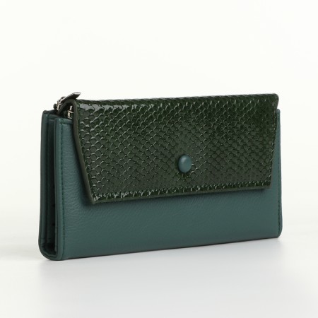 Women's wallet on magnets, green color