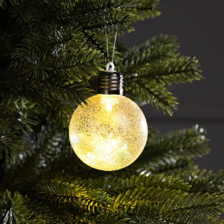 Christmas ball "Frosty pattern", d = 8 cm, 1 LED, LR44x3 (in the set), glow warm white
