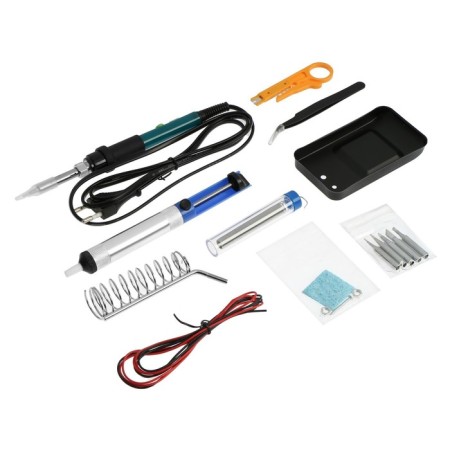 Solder set of tundra, soldering iron 60 watts with temperature adjustment, 15 objects