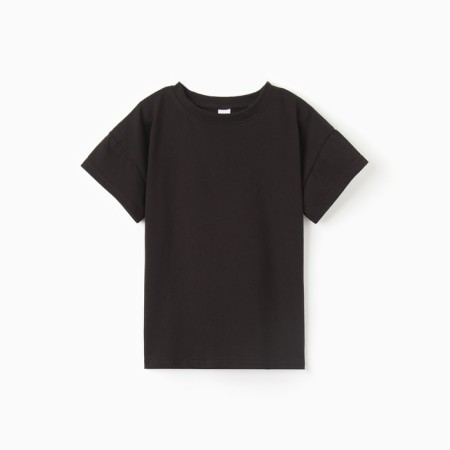 Baby T -shirt with a lowered shoulder, black color, height 140 cm