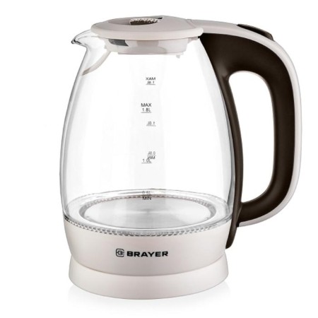 Electric kettle Brayer BR1045BN, glass, 1.8 l, 2200 watts, auto shutdown, beige