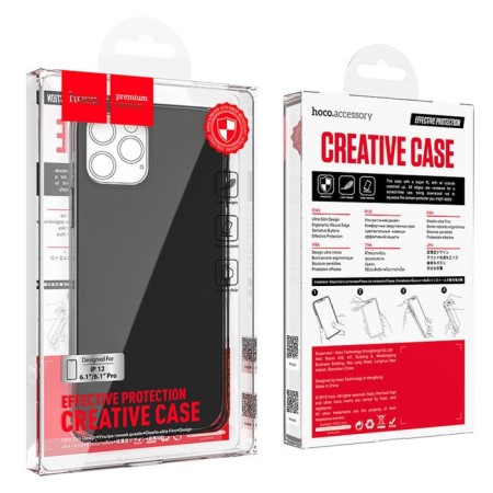 Hoco cover, for iPhone 12/12 Pro, polyurethane (TPU), thickness 0.8 mm, anti -wear, transparent-6