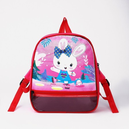Baby backpack on lightning, 1 outer pocket, insert mix, pink color-4