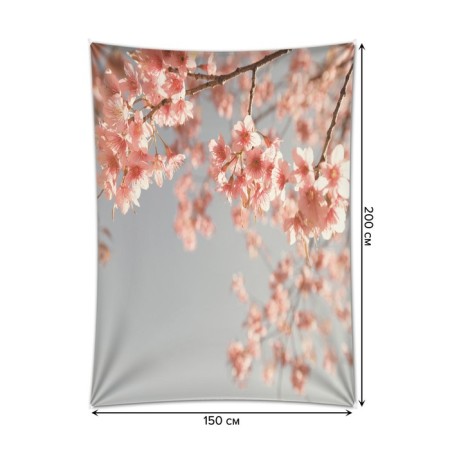 Decorative panel with photo printing "Cherry under the sky", vertical, size 150x200 cm-1