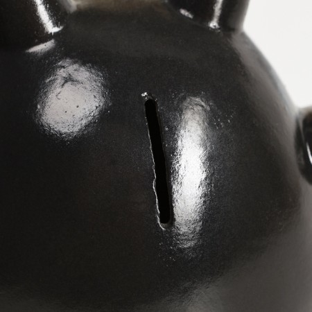 Piggy bank "Round Cat with Heart" Black, 14cm-4