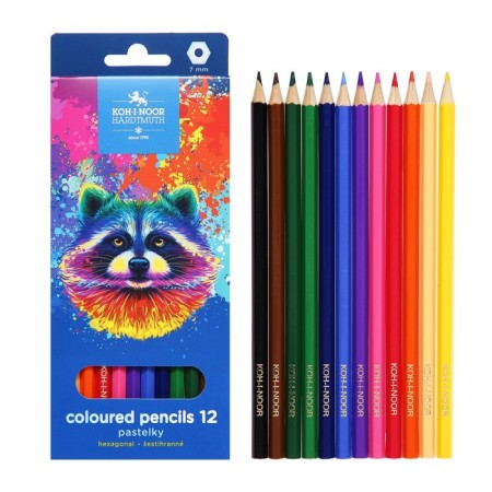 Pencils 12-I-N 3552 Racoon, hexagon, cards/UP