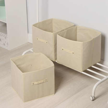 Box for storing things is folding, without lids, a set of 3 pcs, 31 × 31 × 31 cm, beige color