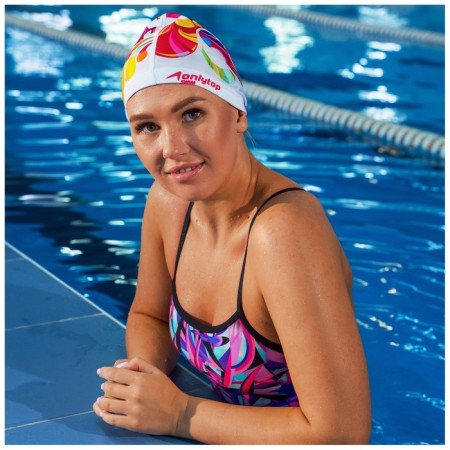 Шапочка для плавания взрослая ONLYTOP Swim Modern, тканевая, обхват 54-60 см-5