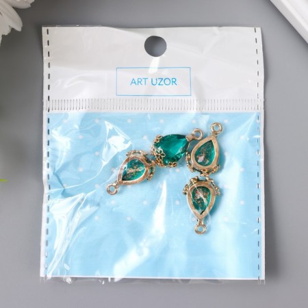 Decor for creativity plastic "drop with golden flowers" sea wave Crystal 2x1.2 cm-3